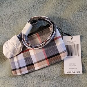 Vera Bradley Black and White Checkered ID Holder with Lanyard